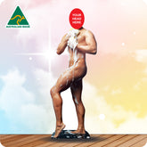 Person on a hoverboard with 'Your Head Here' placeholder, Australian Made logo visible